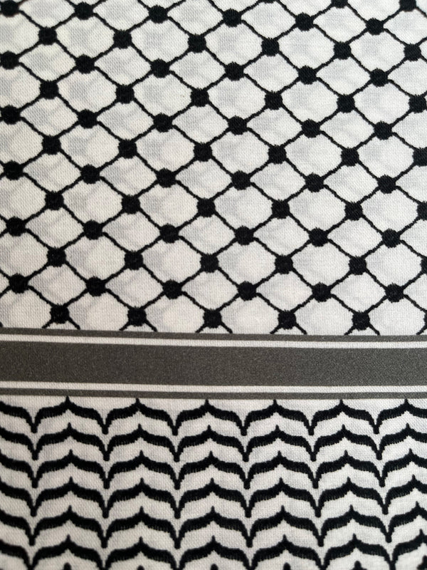 Large Silk/Cotton Palestine Kefiyyah Scarf (Black) 40"x40"