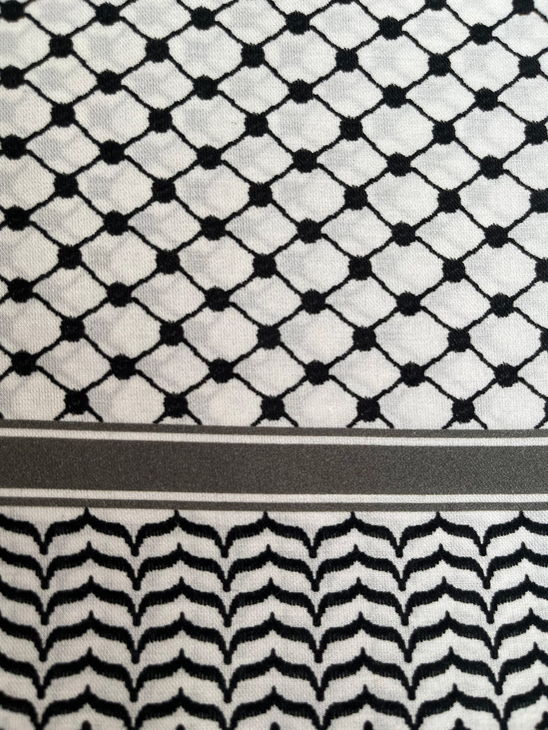 Small Silk/Cotton Palestine Kefiyyah Scarf (Black) 19"x19"