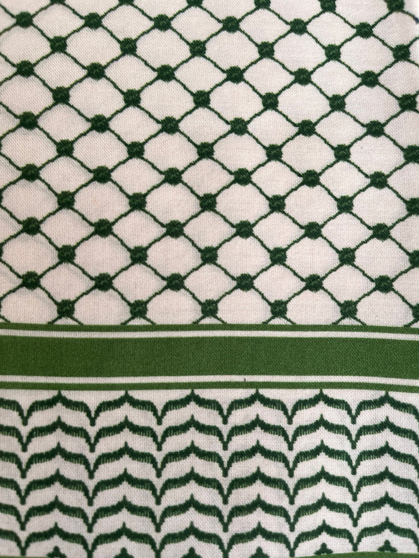 パレスチナ製クーフィーヤ（緑） Large Silk/Cotton Palestine Kefiyyah Scarf (Olive) 40