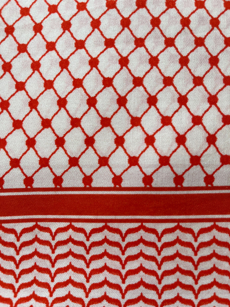 Small Silk/Cotton Palestine Scarf (Red) 19"x19"
