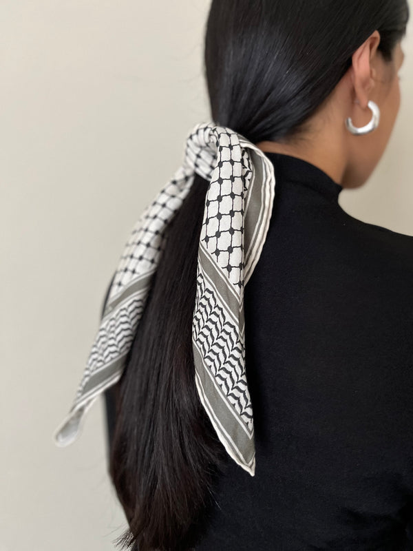 Small Silk/Cotton Palestine Scarf (Black) 19"x19"