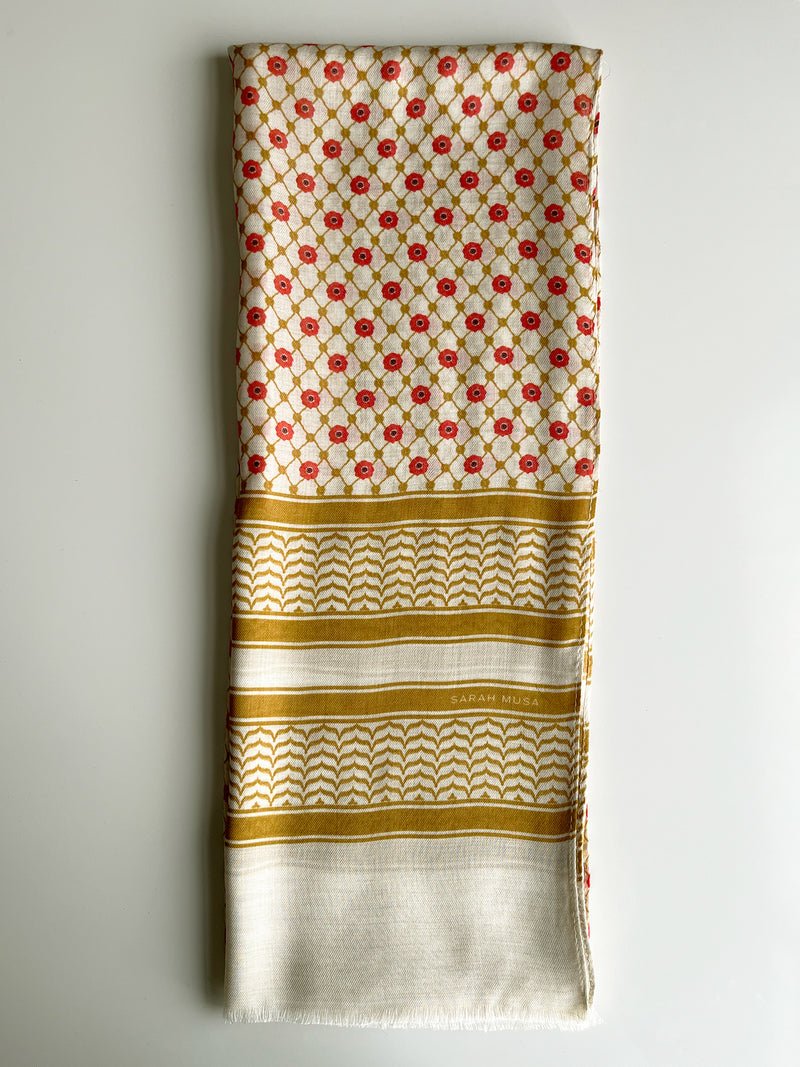 SAMPLE SALE!  Modal/Cashmere Palestine Poppy Shawl 29"x78"