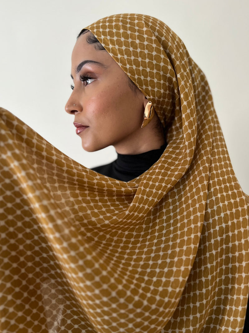 SAMPLE SALE!  Modal/Cashmere Palestine Shawl (Gold) 29"x78"