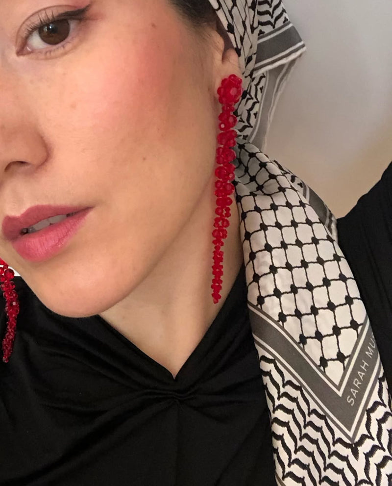 100% Silk Palestine Kefiyyah Scarf 35"x35"