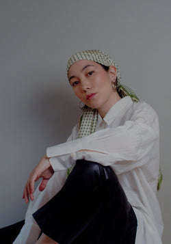 Large Silk/Cotton Palestine Scarf (Olive) 40"x40"