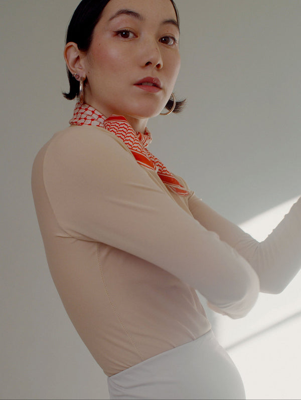 Small Silk/Cotton Palestine Kefiyyah Scarf (Red) 19"x19"