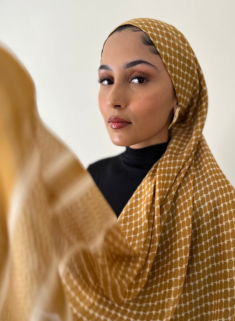 Modal/Cashmere Palestine Kefiyyah Shawl (Gold) 29