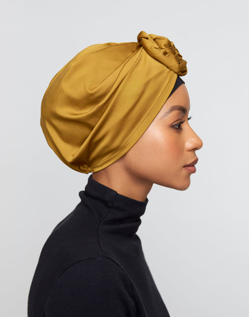 Top-Bun Turban- vintage gold